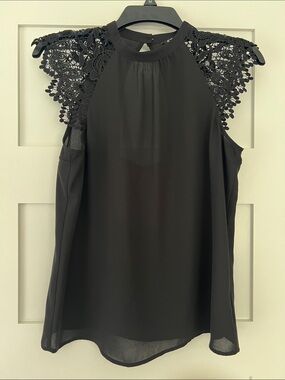 Express Black Crochet Cap-Sleeve Camisole